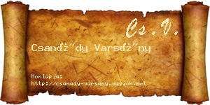Csanády Varsány névjegykártya